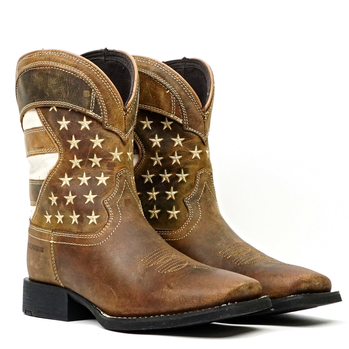 Texas Country Distressed Tan Boots - Slip-Resistant Sole - Square Toe (TCK001)
