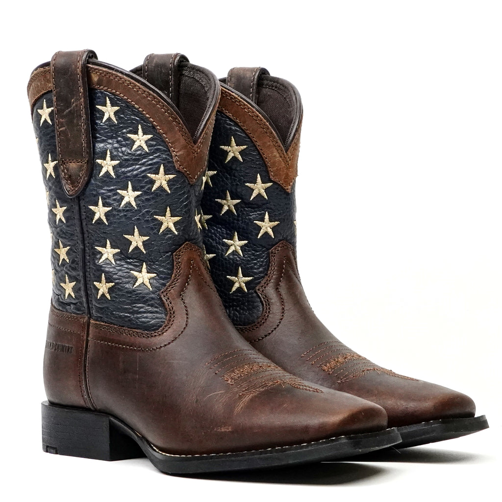 Texas Country Brown Leather Boots - Slip-Resistant Sole - Square Toe (TCK002)