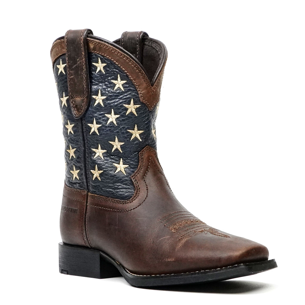 Texas Country Brown Leather Boots - Slip-Resistant Sole - Square Toe (TCK002)