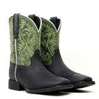 Texas Country Black Leather Boots - Slip-Resistant Sole - Square Toe (TCK008)