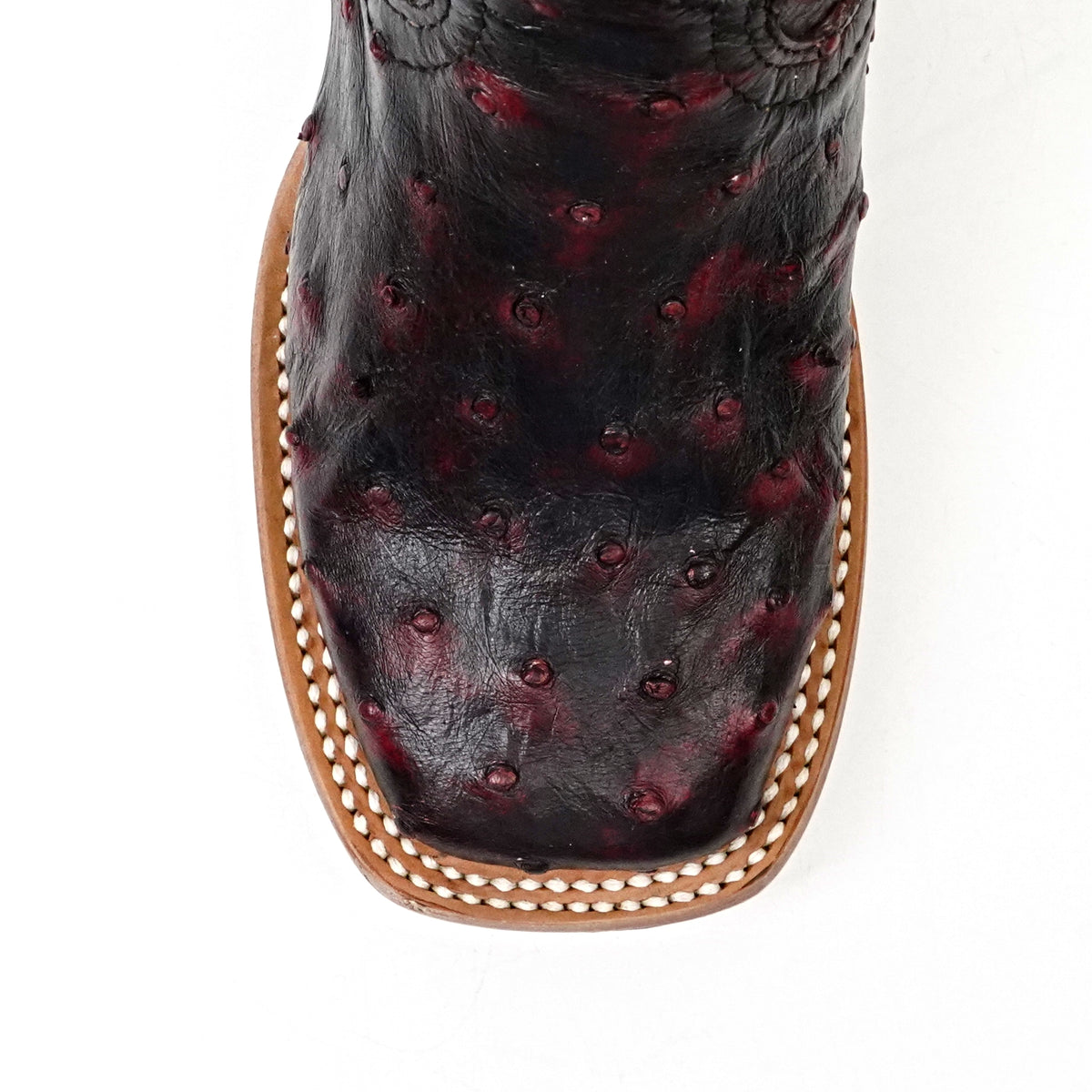 Kids Ostrich Boots - Black Cherry - Square Toe