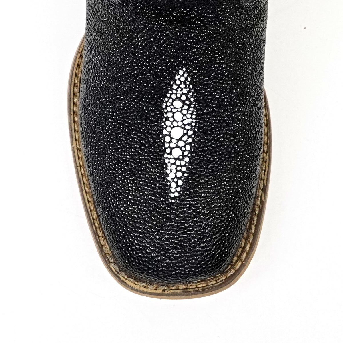 Kids Black Stingray Boots - Embossed Leather - Square Toe (K20-1)