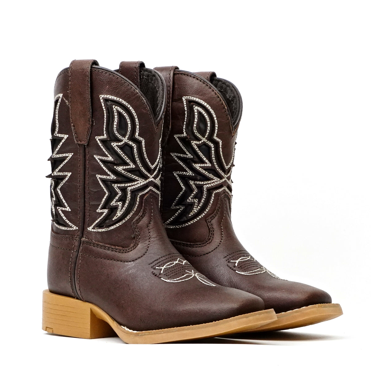 Kids Brown Leather Boots - Slip-Resistant Sole - Square Toe (TCK016)