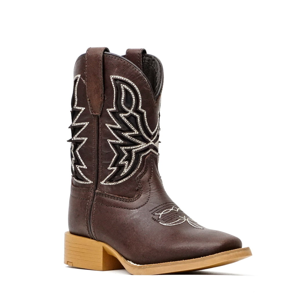 Kids Brown Leather Boots - Slip-Resistant Sole - Square Toe (TCK016)