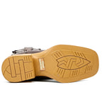Kids Brown Leather Boots - Slip-Resistant Sole - Square Toe (TCK016)