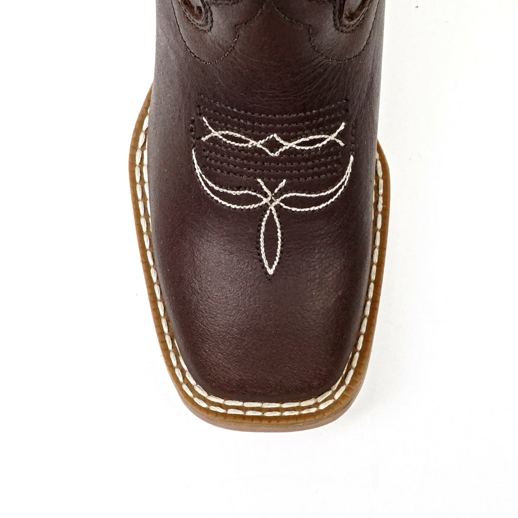Kids Brown Leather Boots - Slip-Resistant Sole - Square Toe (TCK016)
