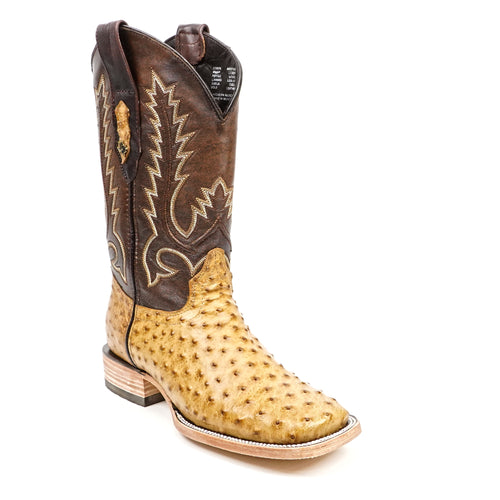 Austin Ostrich Boots - Fawn - Square Toe (AV20)