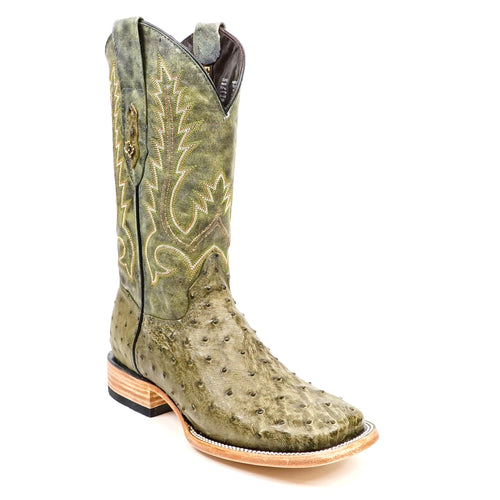 Austin Ostrich Boots - Agave - Square Toe (AV20)