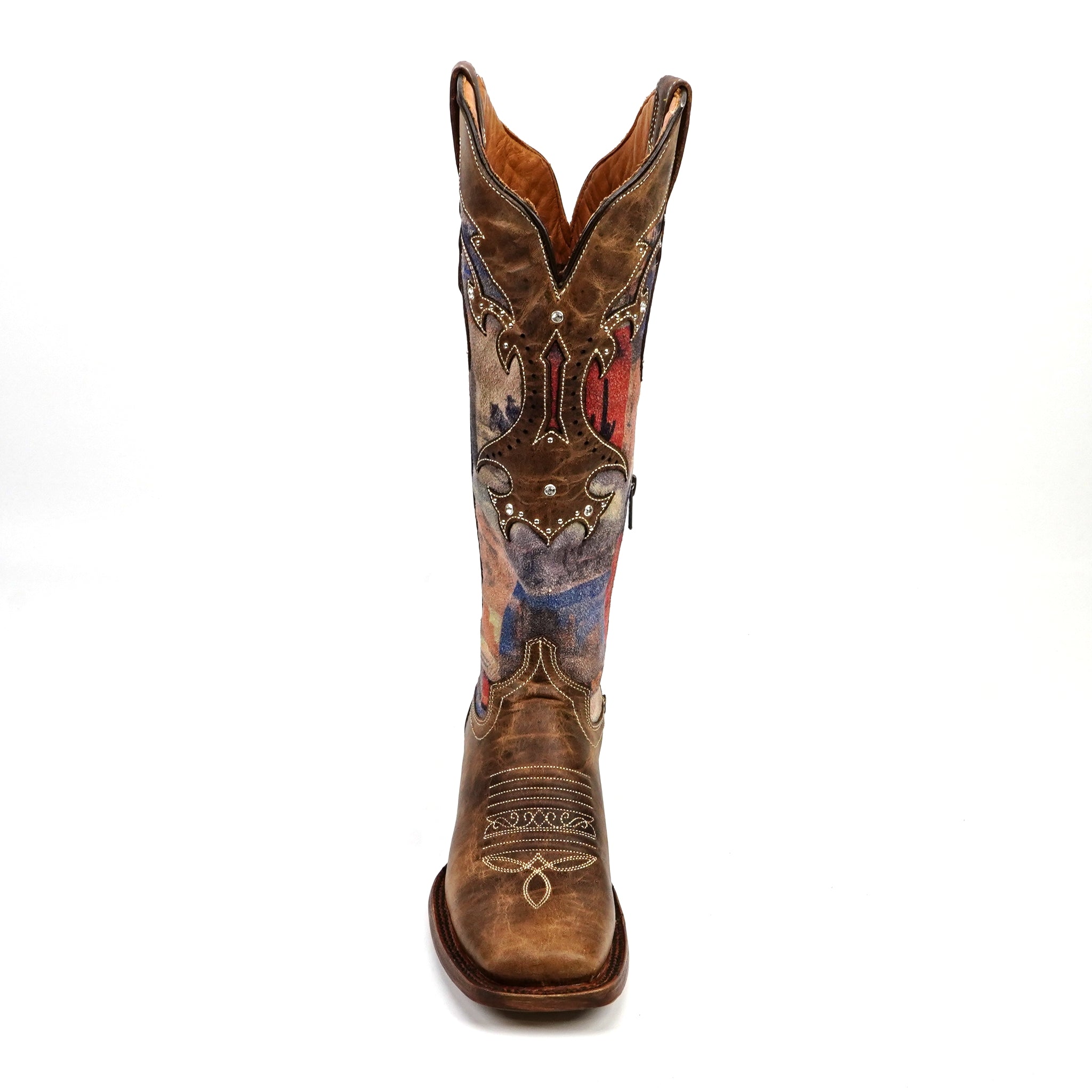 Highland Tobacco Cowgirl Boots - Tall Shaft - Rodeo Toe (E870)