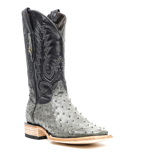 Austin Ostrich Boots - Gray - Square Toe (AV20)