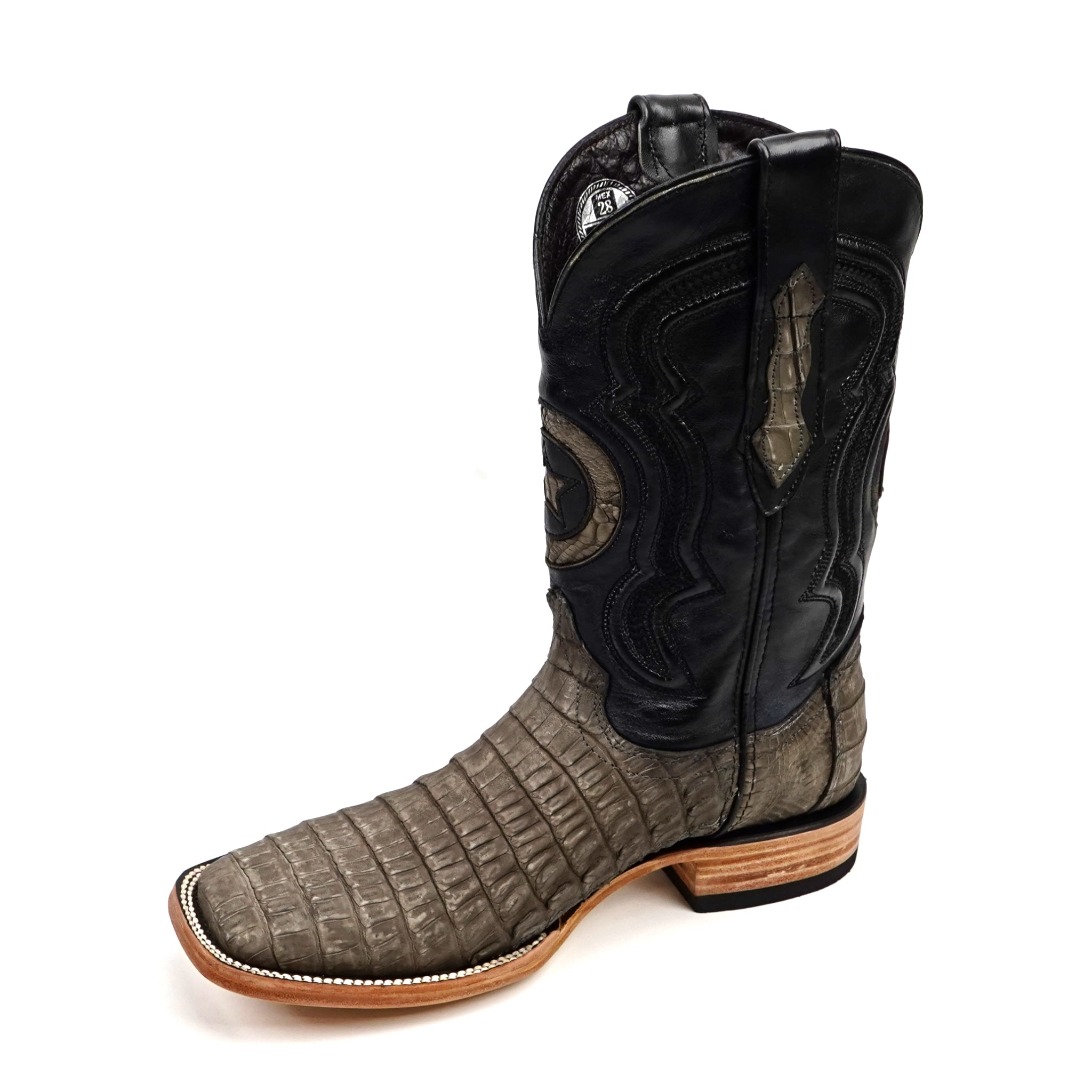 Rhodes Caiman Belly Boots - Gray - Square Toe (LM10)
