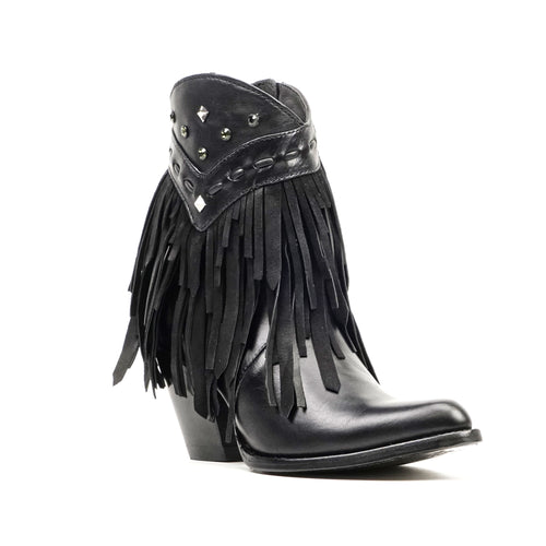 Austin Frills Black Booties - J Toe