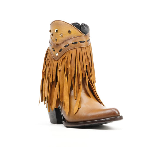 Austin Frills Honey Tan Booties - J Toe