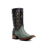 Ostrich Nubuck Black Short Shaft Zip Boots - Snip Toe (AV21)