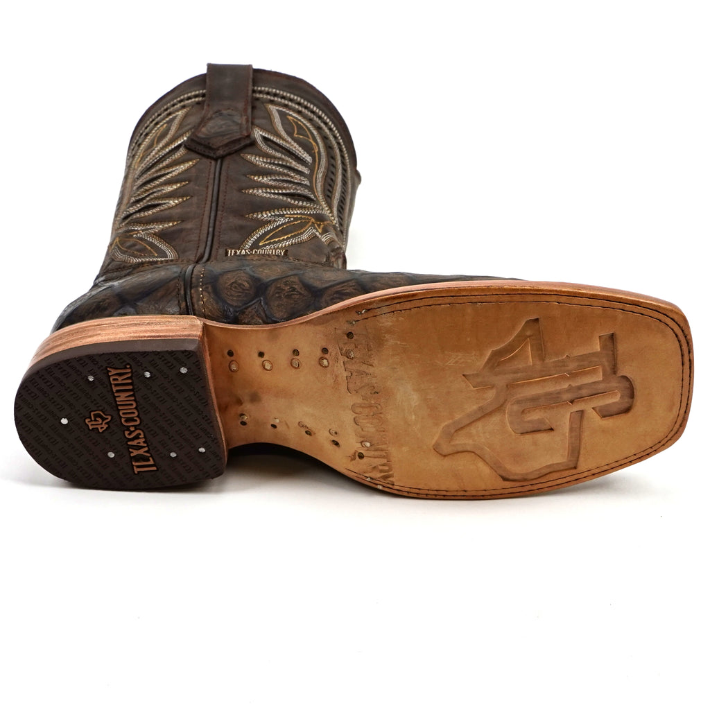 Pirarucu Camel - Embossed Leather - Square Toe (E688)