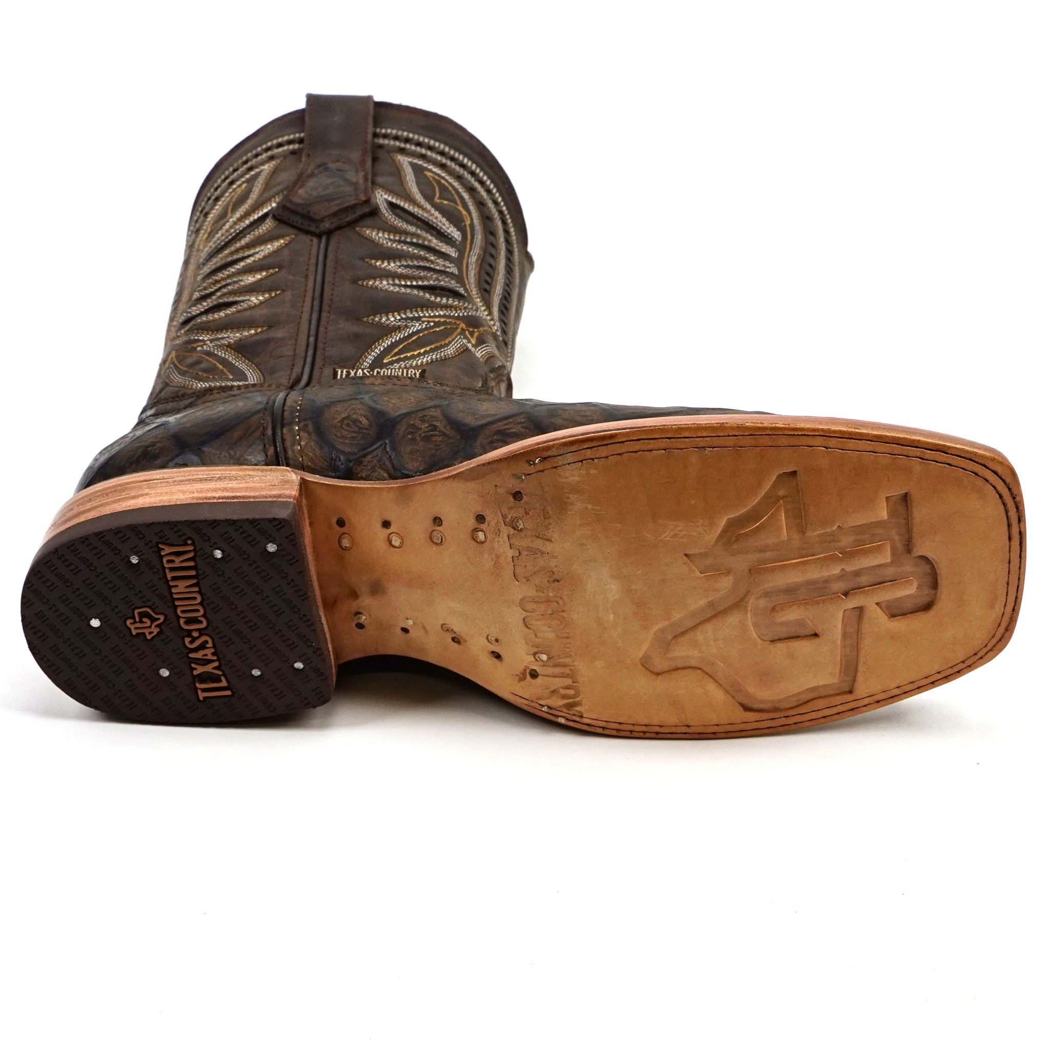 Pirarucu Camel - Embossed Leather - Square Toe (E688)