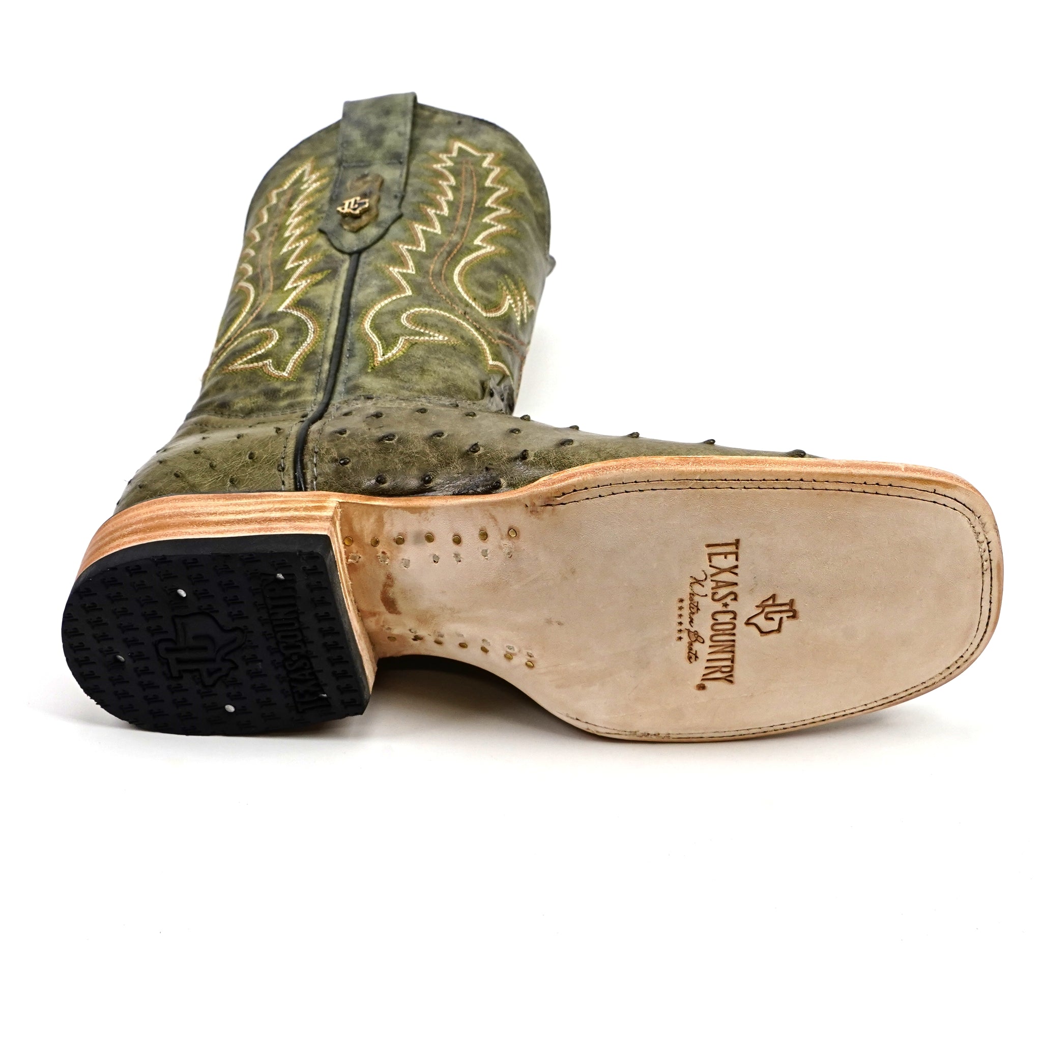 Austin Ostrich Boots - Agave - Square Toe (AV20)