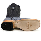 Rhodes Caiman Hornback Boots - Denim Blue- Square Toe (LM10)