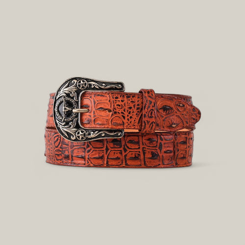 Caiman Print Cogñac Belt - Texas Buckle