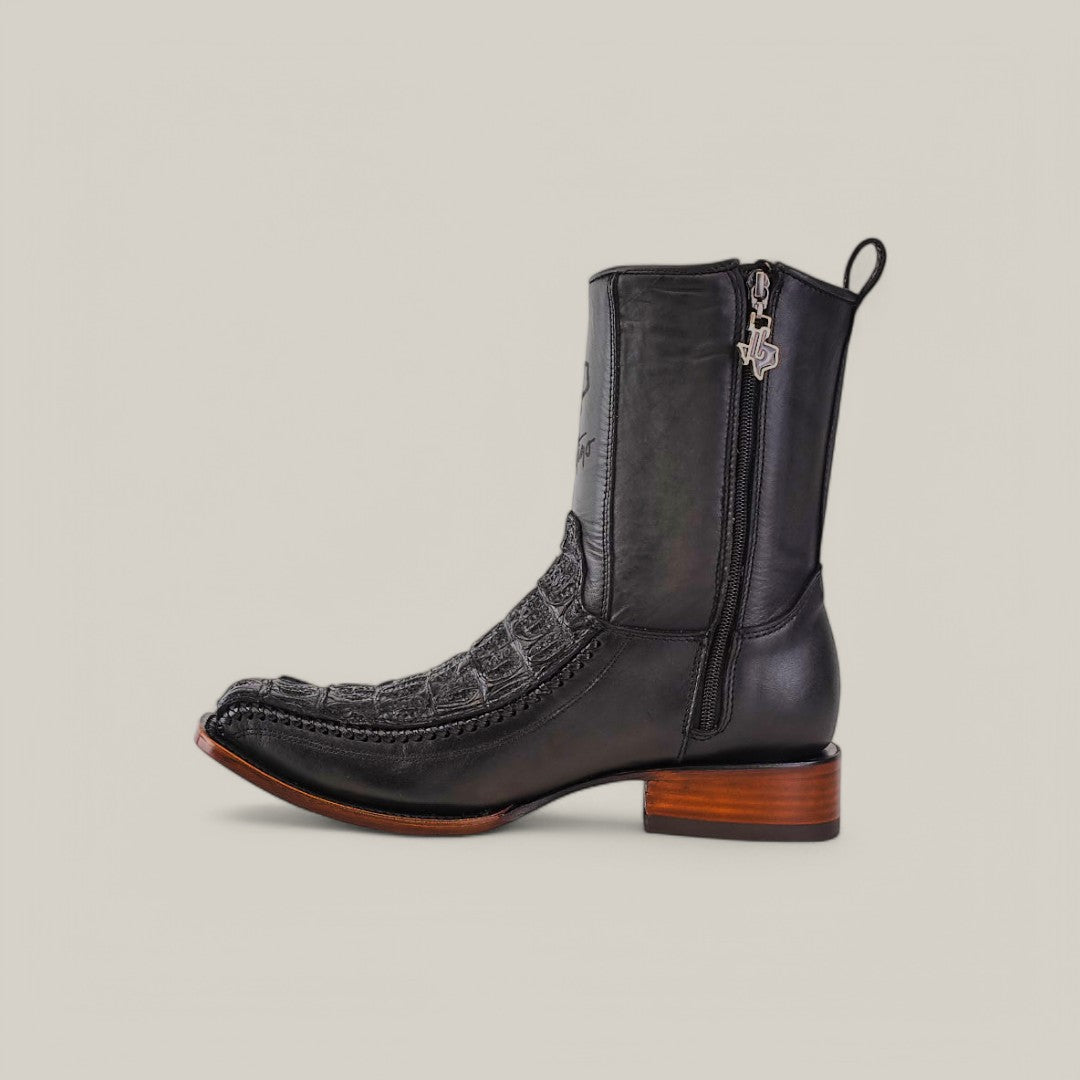 Exotic Caiman - Black - Narrow Square Toe