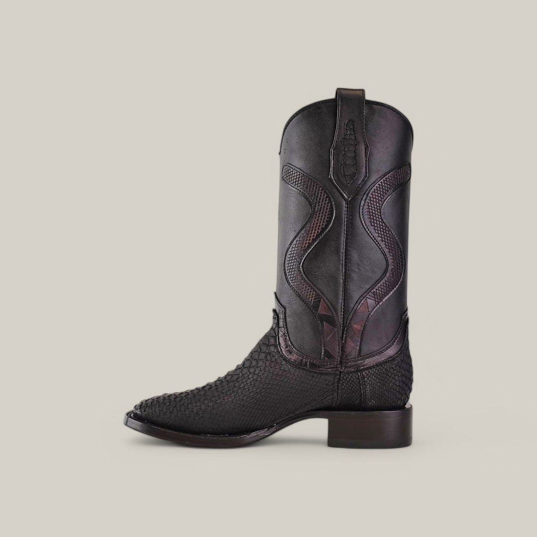 Exotic Python - Diamond - Matte Black - Square Toe