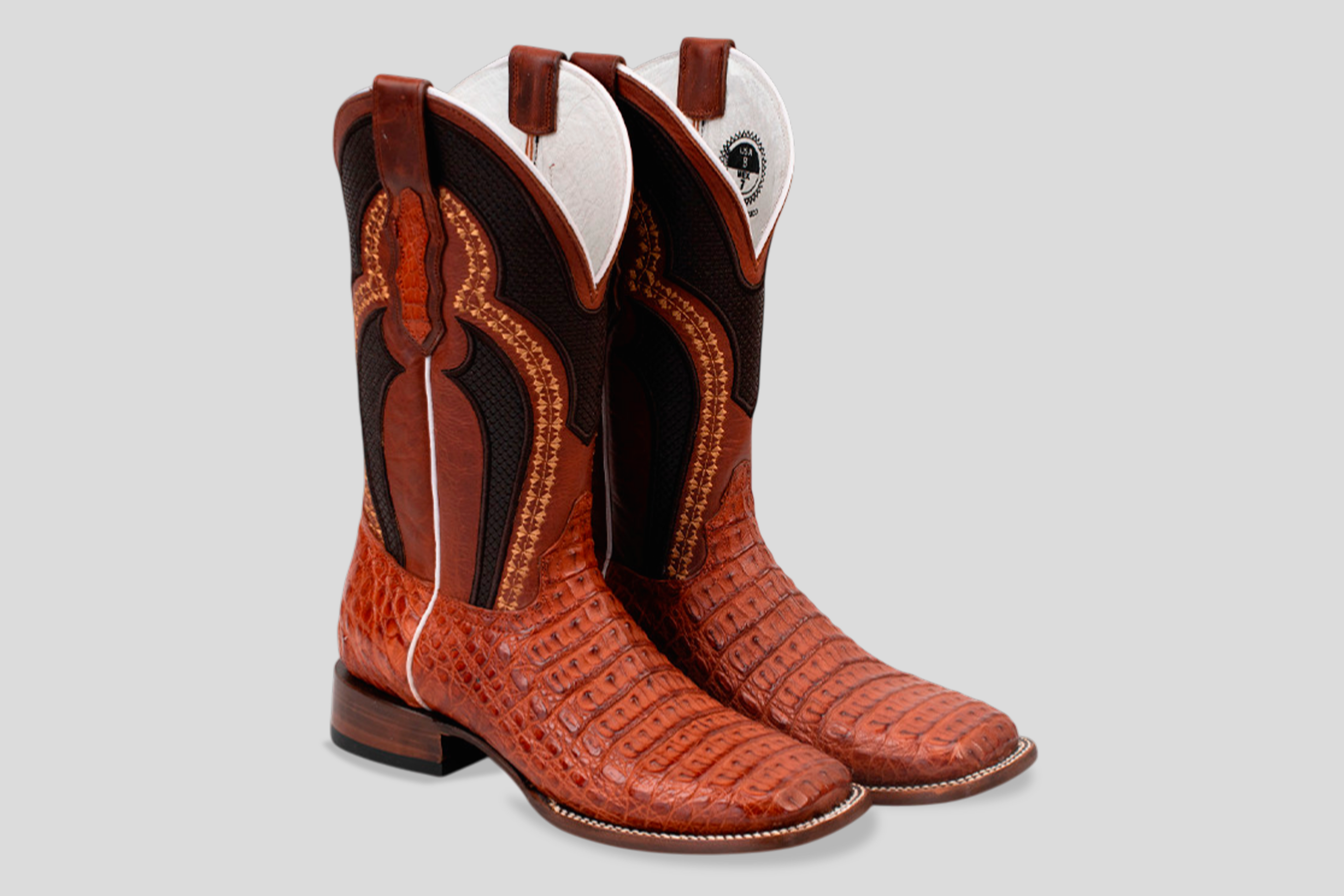 Ranger Caiman Hornback Boots - Brandy - Square Toe