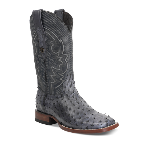 Austin Ostrich Boots - Safari Gray - Square Toe (AV20)