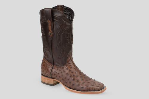 Austin Ostrich Boots- Kango Brucciato - Square Toe (AV20)