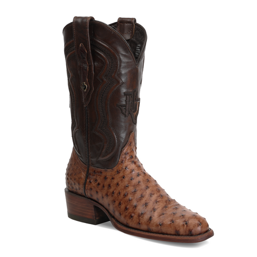 Austin Ostrich Boots - Tobacco - Roper Toe (AV201)