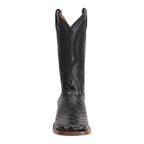Snake Cowboy Boots- Black Embossed Leather - Square Toe (E947)