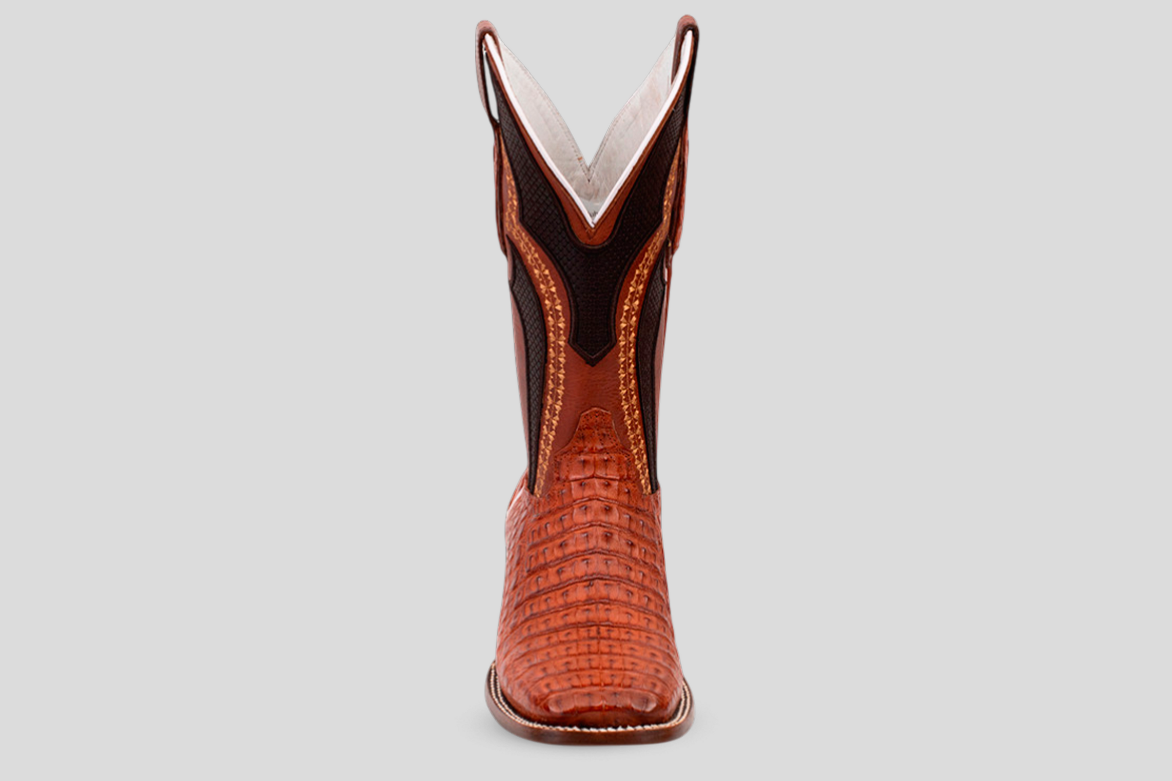 Ranger Caiman Hornback Boots - Brandy - Square Toe