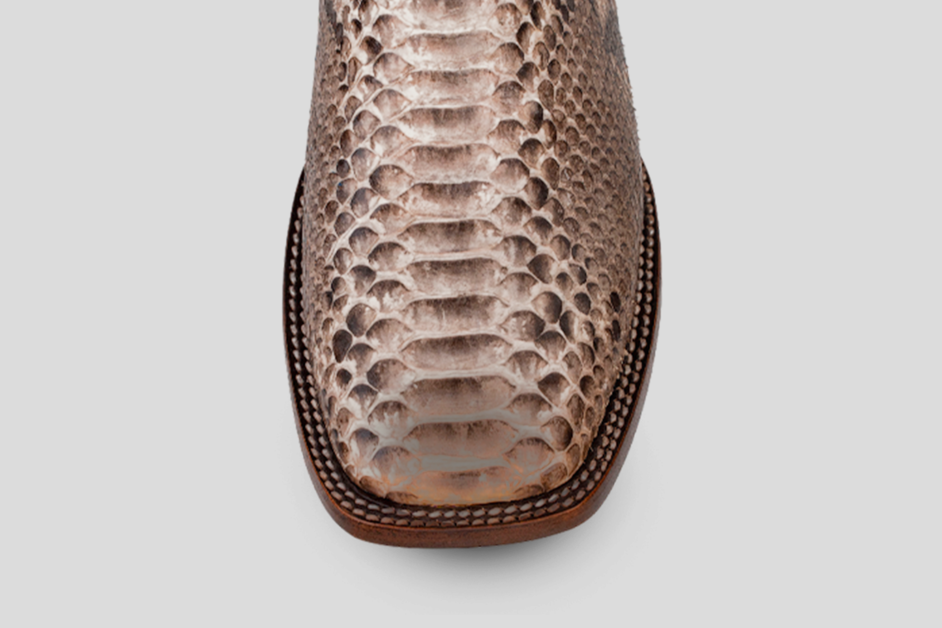 Braxton Python Boots - Natural Gray - Square Toe