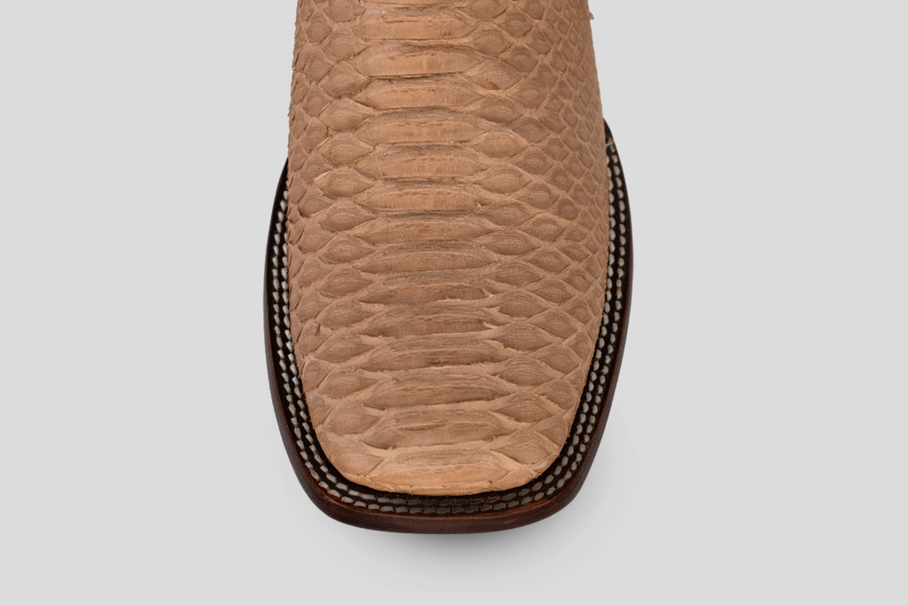 Braxton Python Boots - Cappuccino - Square Toe