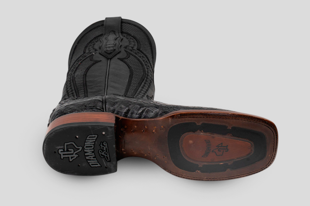 Ranger Caiman Hornback Boots - Black - Square Toe