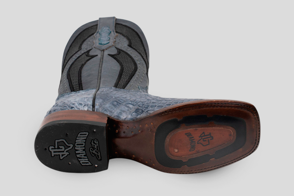 Ranger Caiman Hornback Boots - Denim Blue - Square Toe