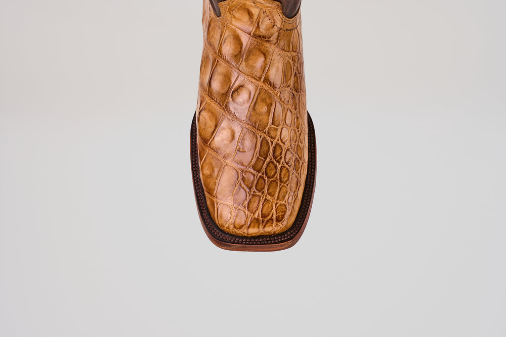 James Alligator Hornback Boots- Fawn - Square Toe (LG10)