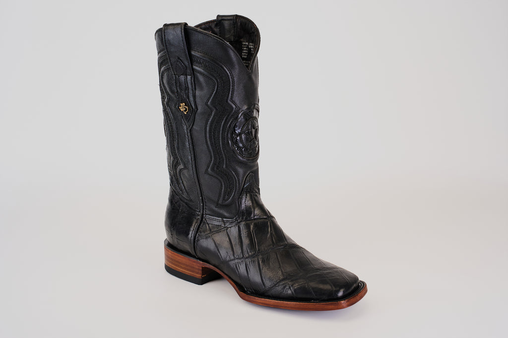 James Alligator Belly Boots - Black - Square Toe (LG10)