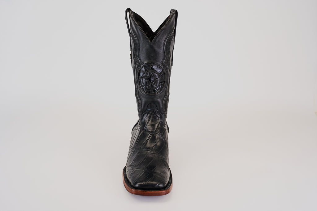 James Alligator Belly Boots - Black - Square Toe (LG10)