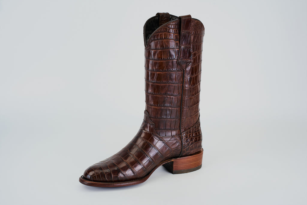 James Full Alligator Boots - Brown - Round Toe (FU220)