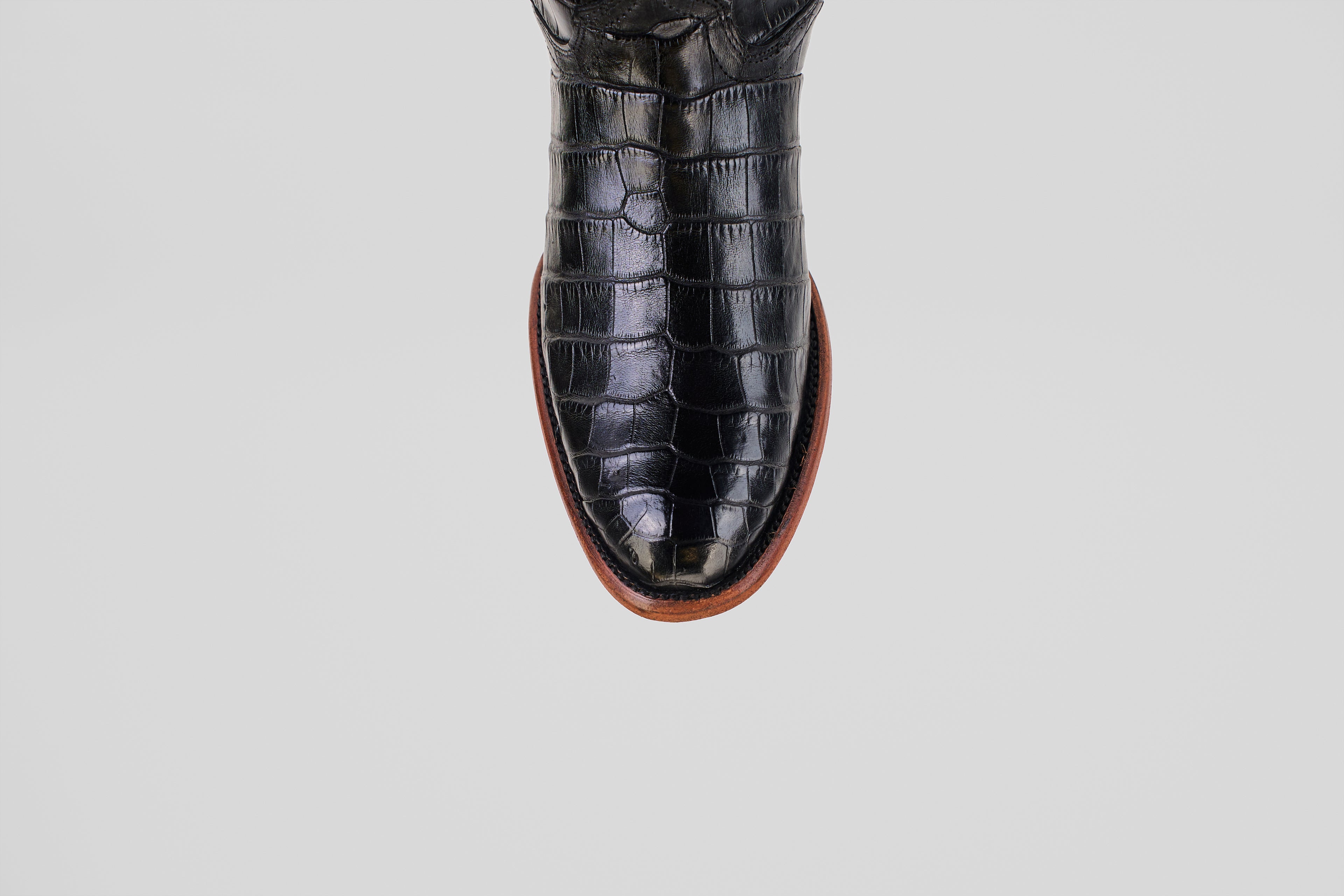 James Full Alligator Boots - Black - Round Toe (FU220)
