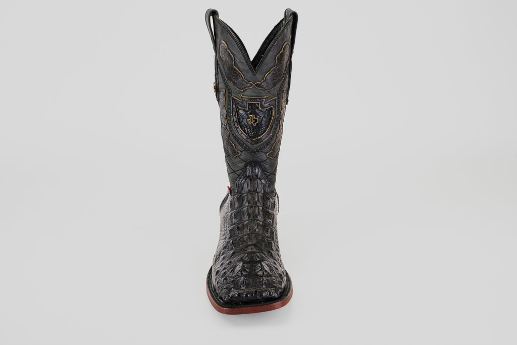 James Alligator Head Boots - Black - Square Toe (AP50)