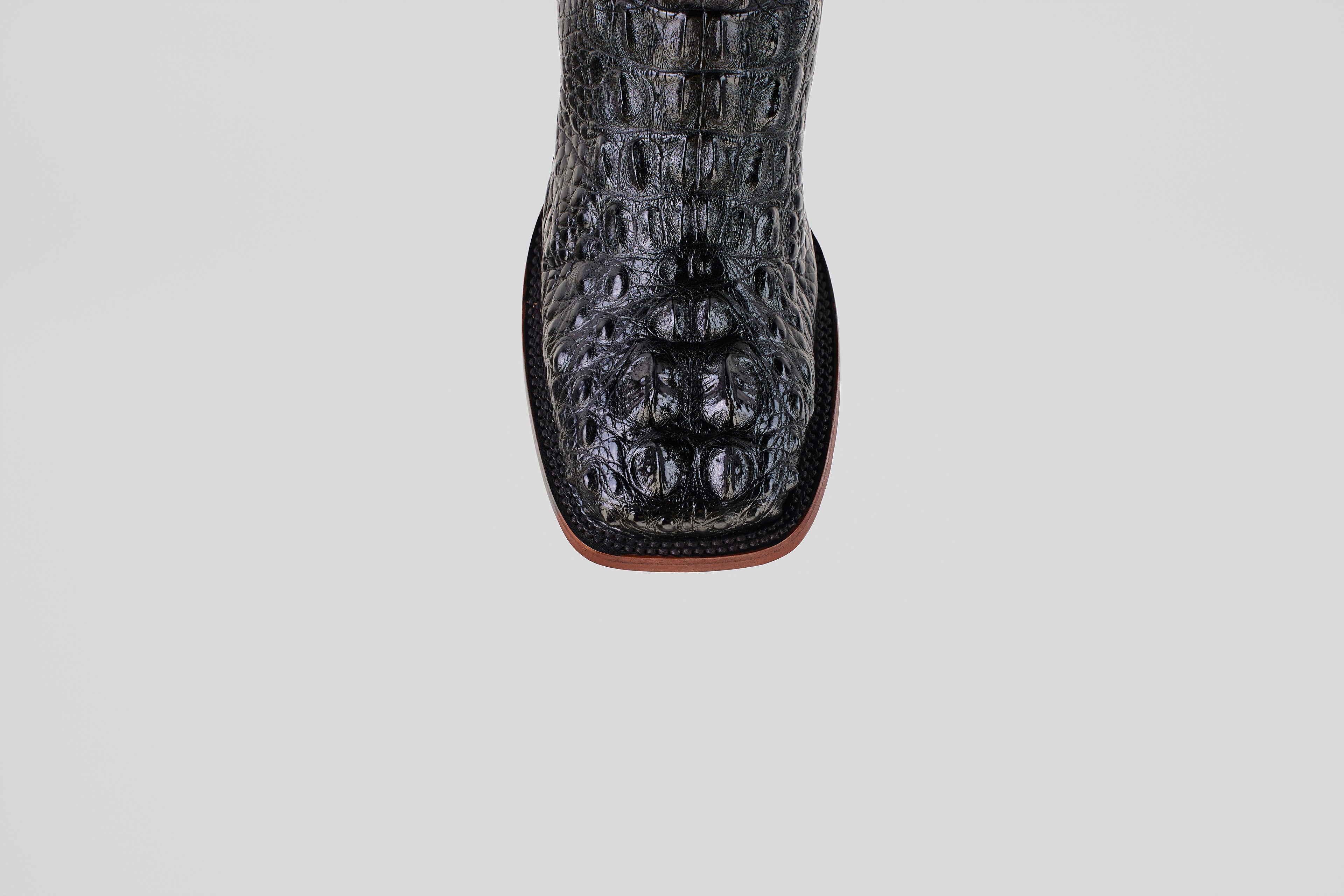James Alligator Head Boots - Black - Square Toe (AP50)
