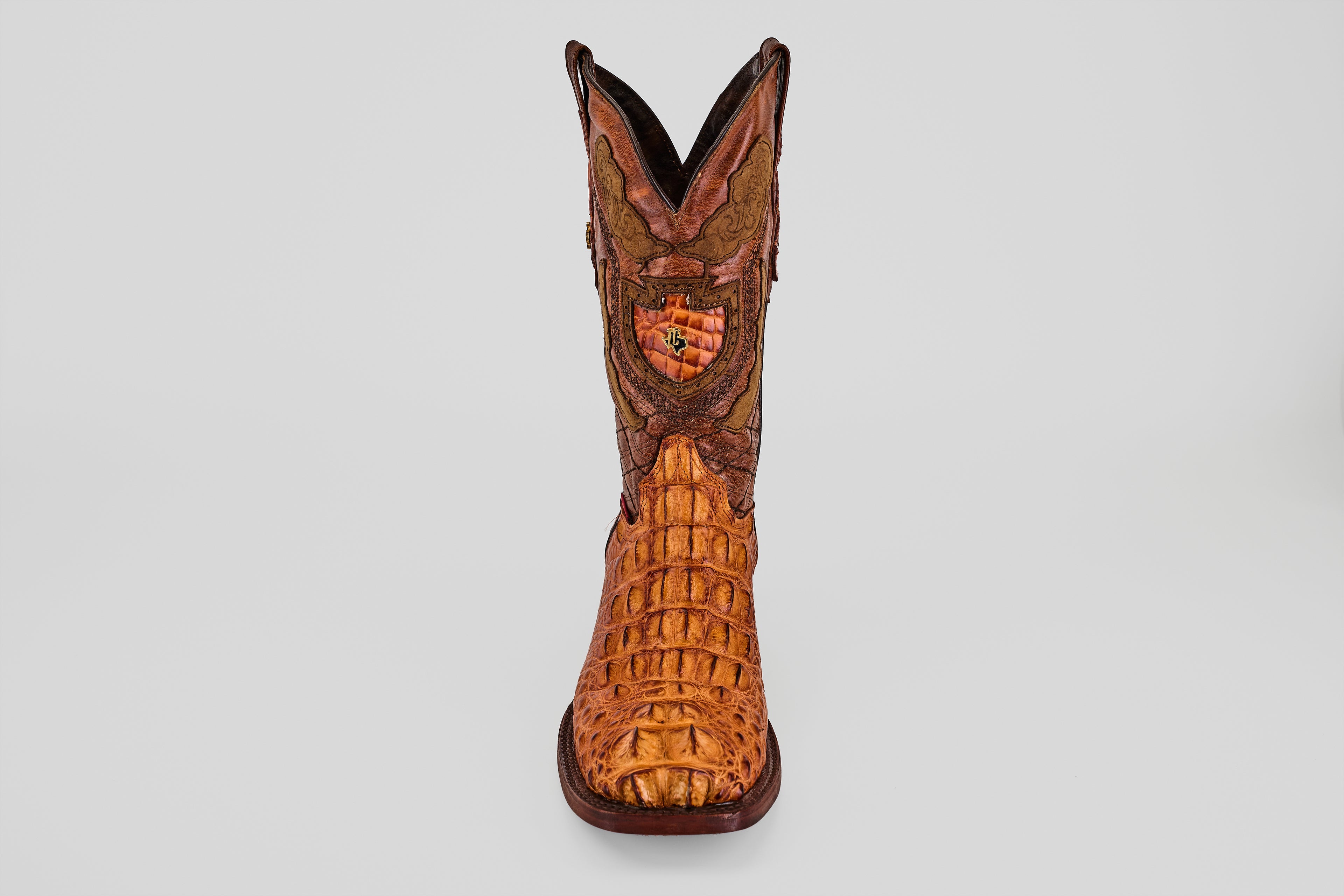 James Alligator Head Boots - Cognac - Square Toe (AP50)