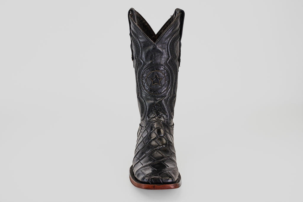 James Alligator Hornback Boots - Black - Square Toe (LG10)