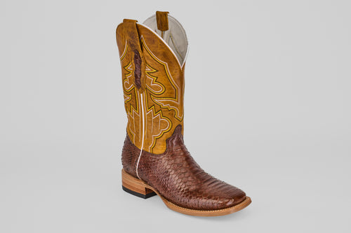 Braxton Python Boots - Brown - Square Toe
