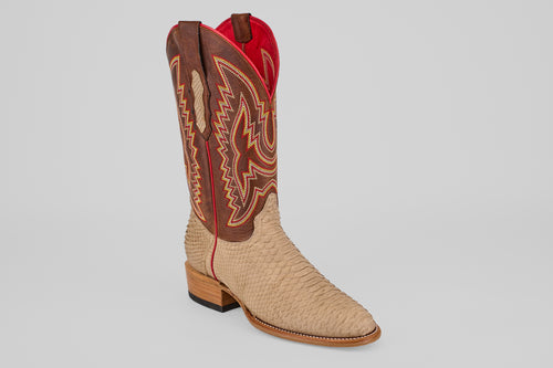 Braxton Python Boots - Cappuccino - Roper Toe