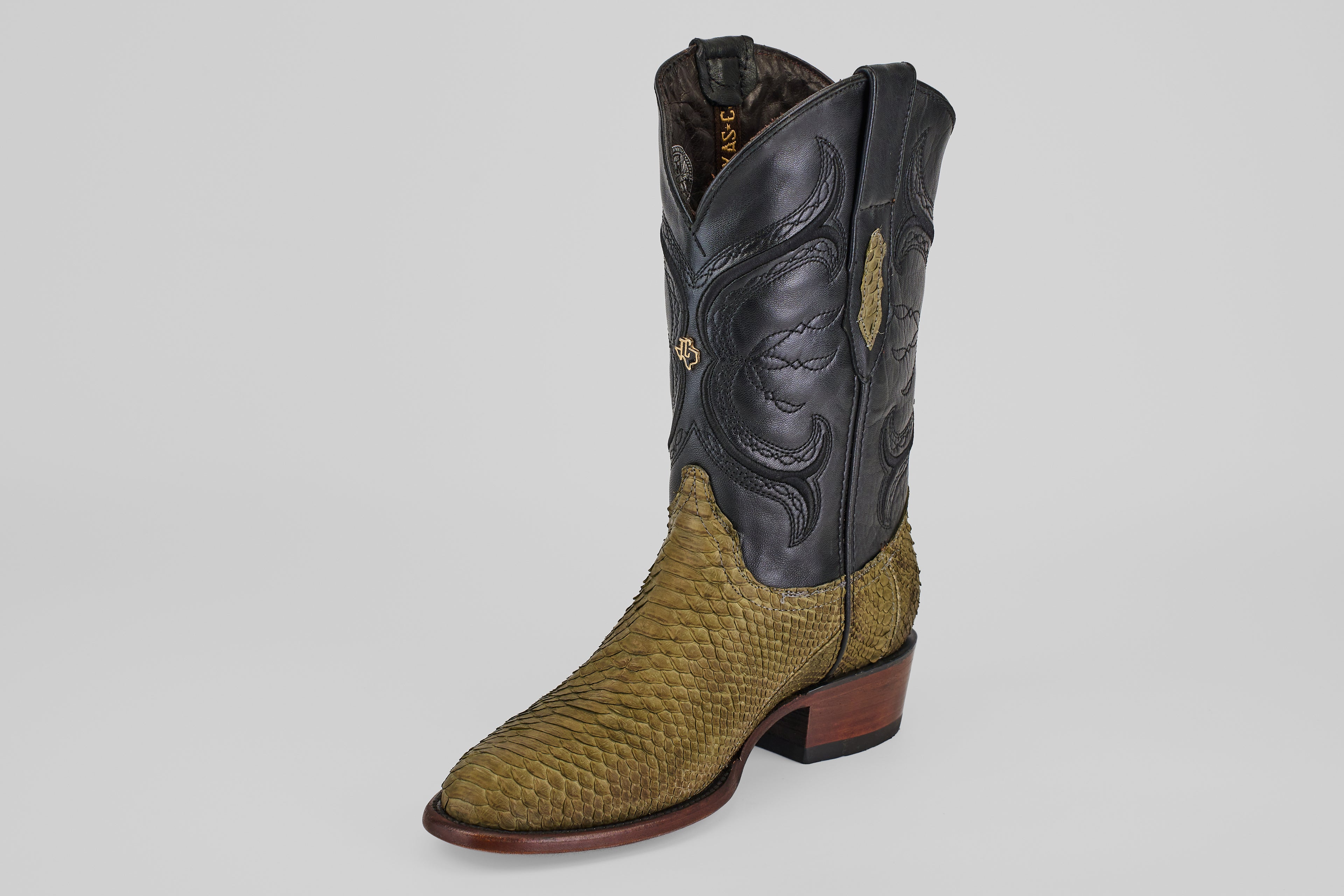 Tanner Python Boots - Jungle - Roper Toe (PN240)