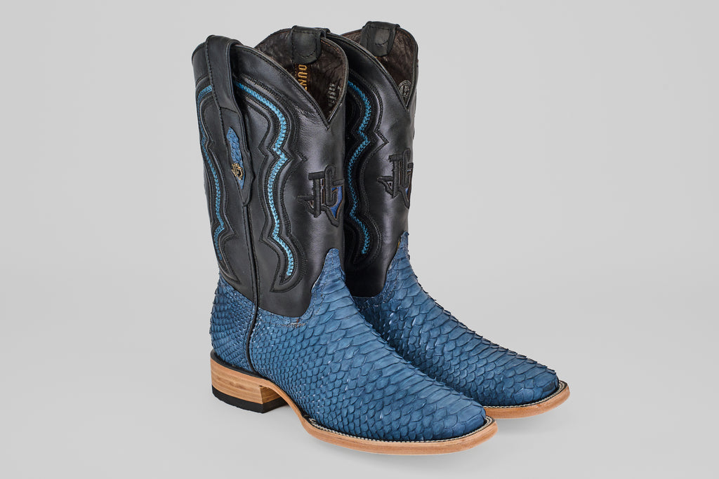 Tanner Python Boots– Dark Denim – Square Toe (PN30)