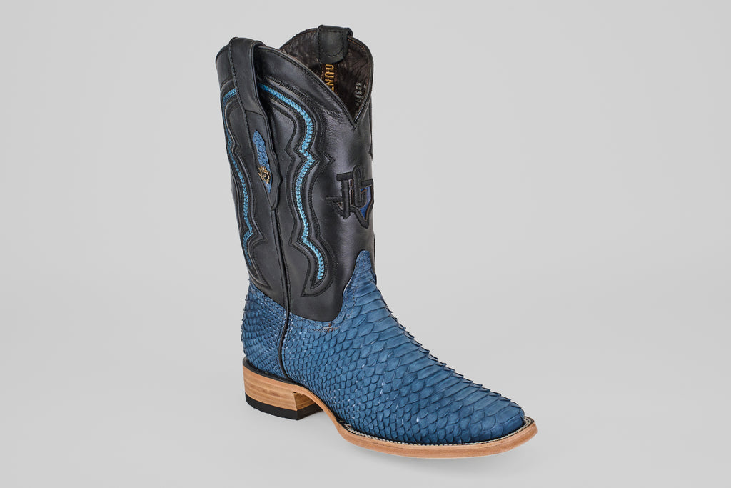 Tanner Python Boots– Dark Denim – Square Toe (PN30)