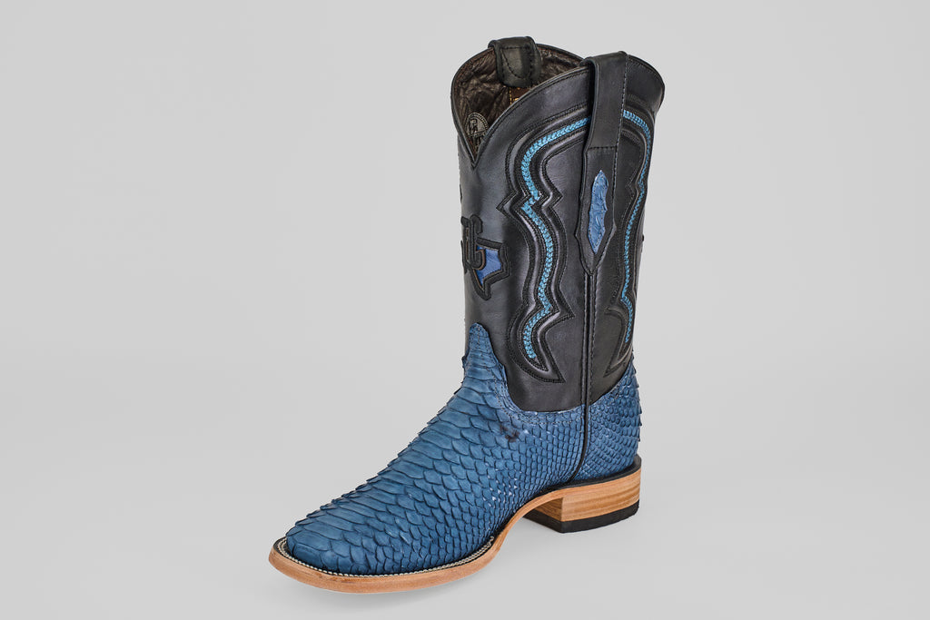 Tanner Python Boots– Dark Denim – Square Toe (PN30)